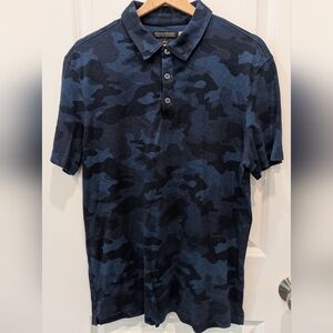 Banana Republic L Short Sleeve Polo Camo Blue Luxury Touch performance golf